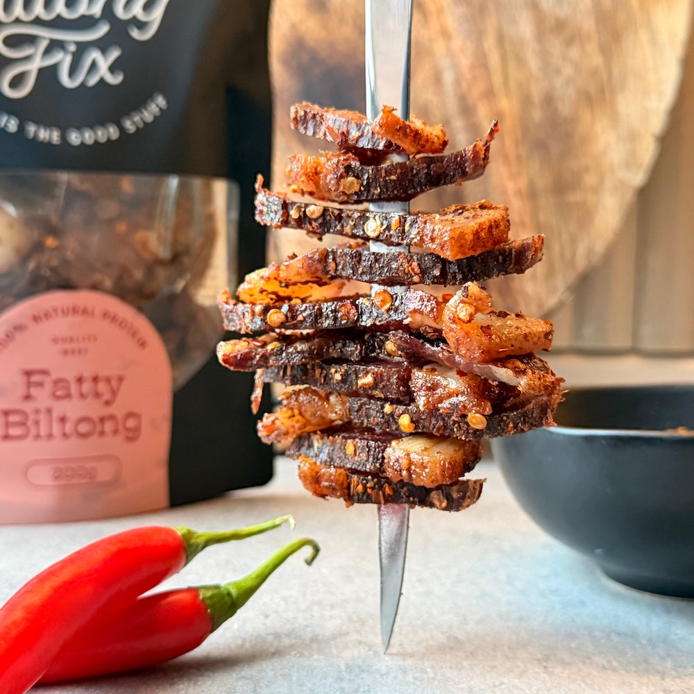 Sliced fatty biltong