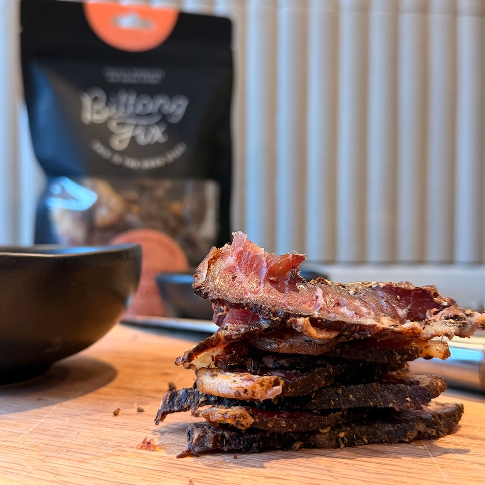 Sliced fatty biltong
